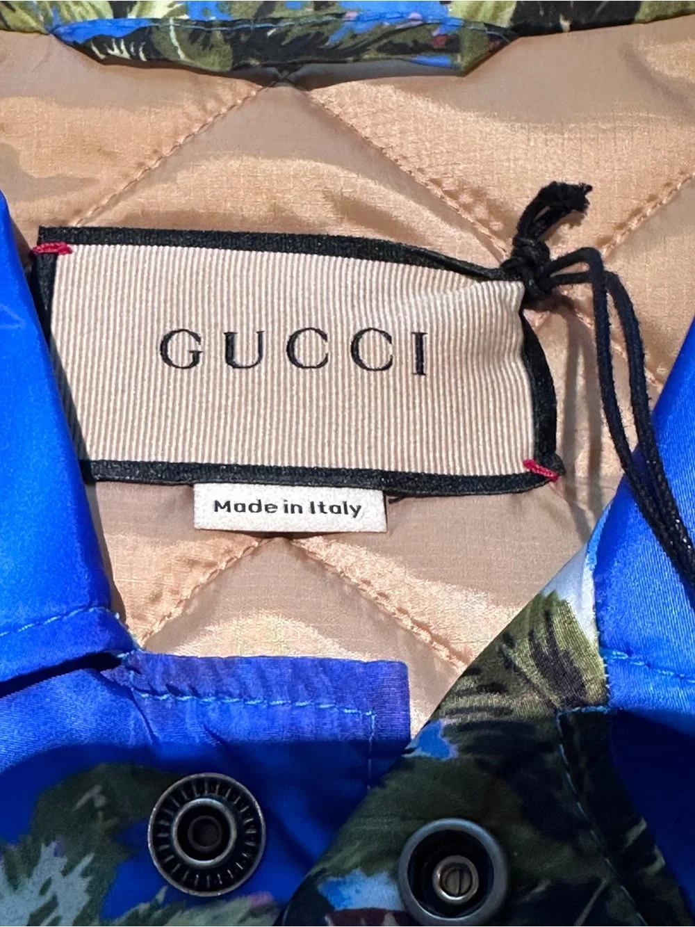 Gucci Multi-Color Tropical Print Jacket with Blue Accents